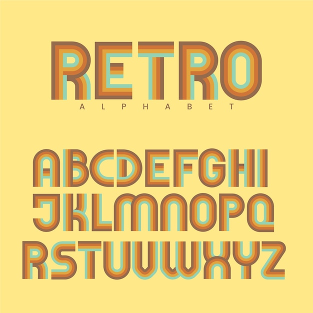 Colección de fuentes y alfabetos retro planos