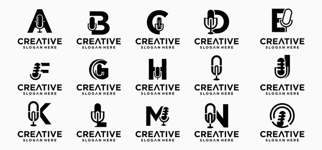 Colección de fuentes de logotipo de podcast en línea Comunicación de logotipo QA Podcast plantilla de diseño de logotipo