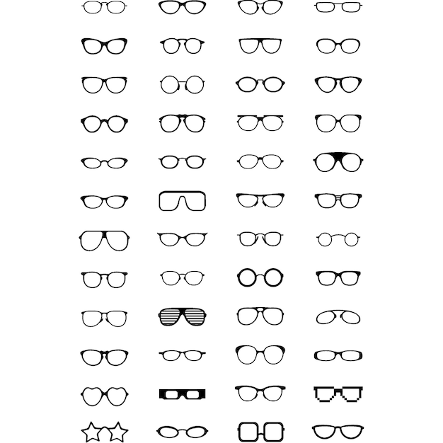 Colección de gafas en blanco y negro