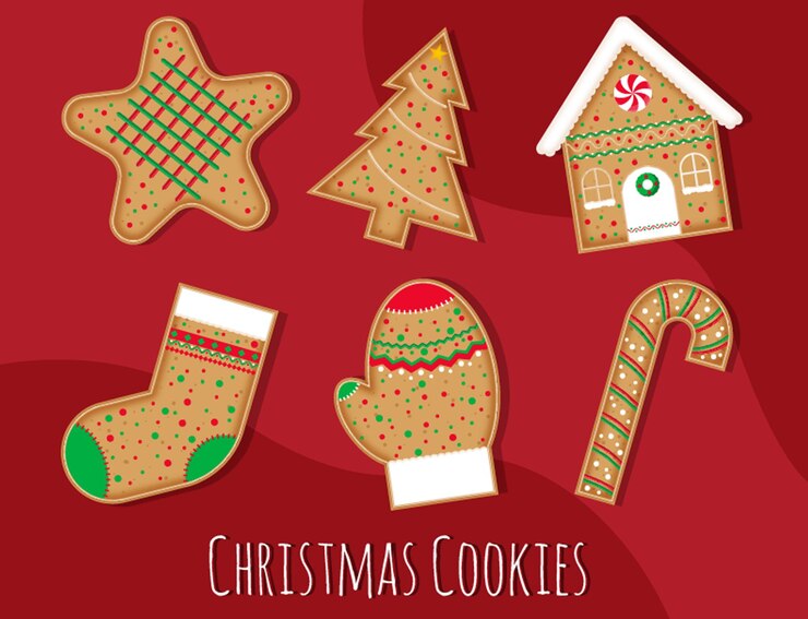 Vector colección de galletas navideñas
