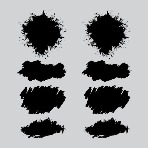 Colección de garabateos vectoriales con marcadores grunge negros