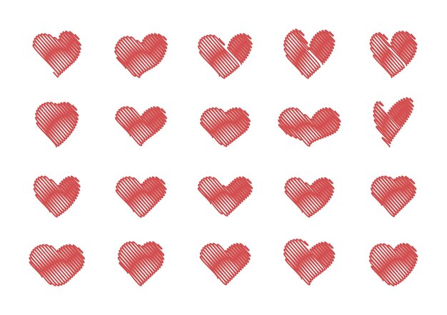 Colección de garabates de Vector Heart Colección minimalista de Vector para el día de San Valentín