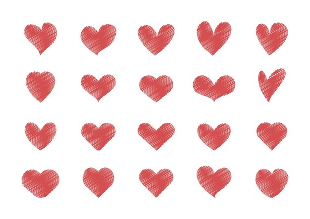 Colección de garabates de Vector Heart Colección minimalista de Vector para el día de San Valentín