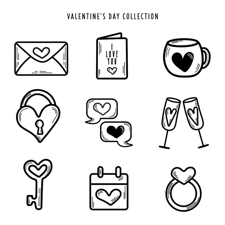 Colección de garabatos del día de San Valentín