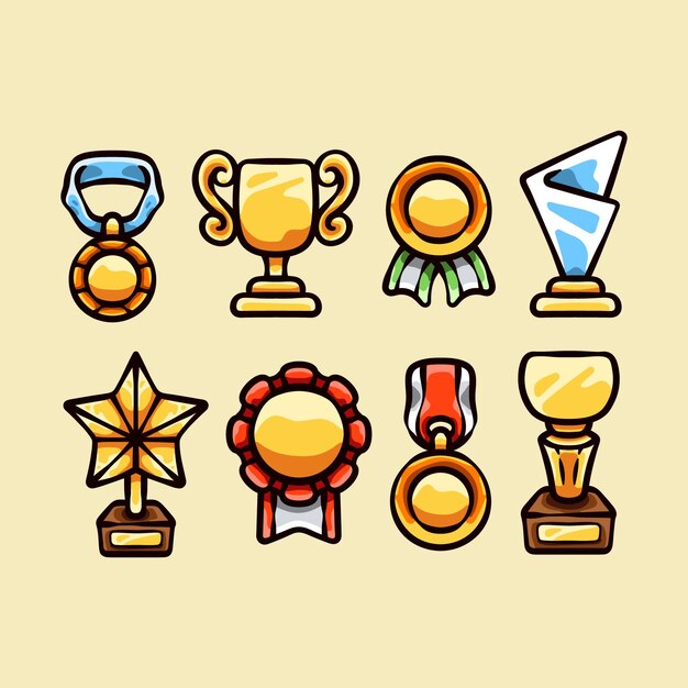 Colección de garabatos de premios y trofeos