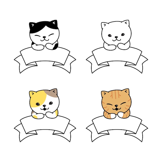 colección de gato gatito calico personaje de dibujos animados