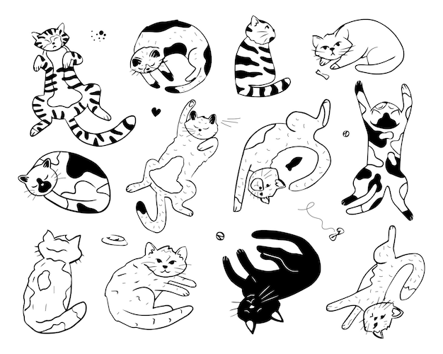 Colección de gatos lindos del doodle.