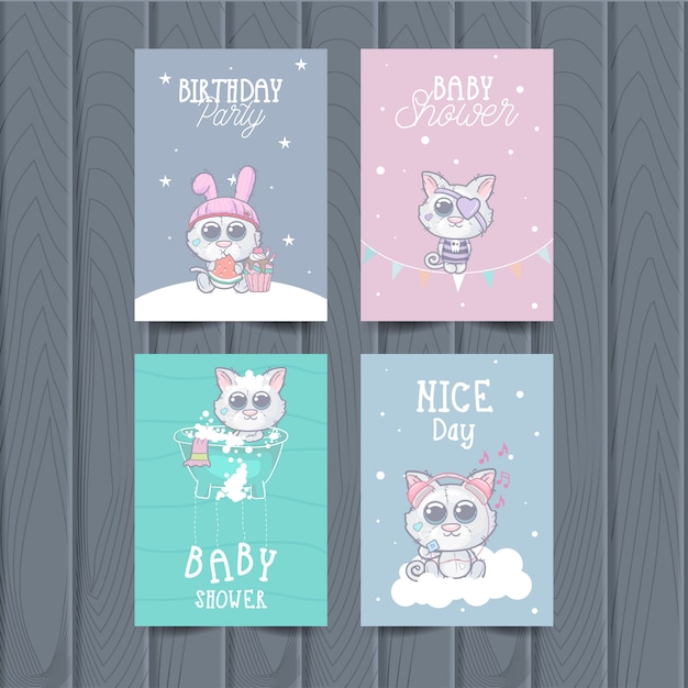 Vector colección de gatos lindos set ilustración para niños