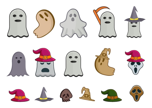 Colección de genie halloween days, vector set of halloween ghost creative spook premium vector.