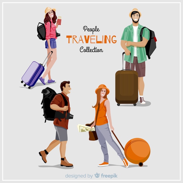 Colección gente viajando