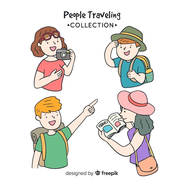 Colección gente viajando