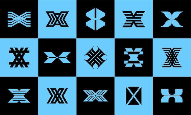 Colección de geometría línea letra X logo icono diseño