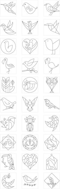 Colección geométrica de aves