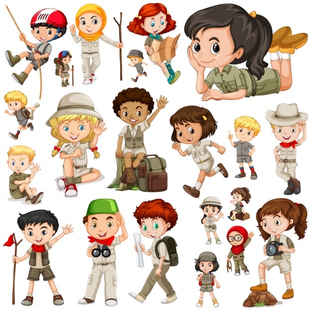 Vector colección de girl y boy scouts