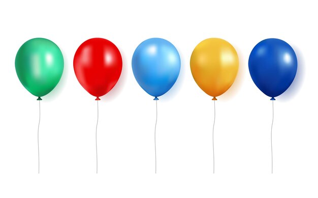 Una colección de globos de colores realistas