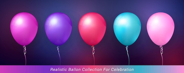 Colección de globos de colores vivos vibrantes elegantes realistas en 3d para el diseño de celebración