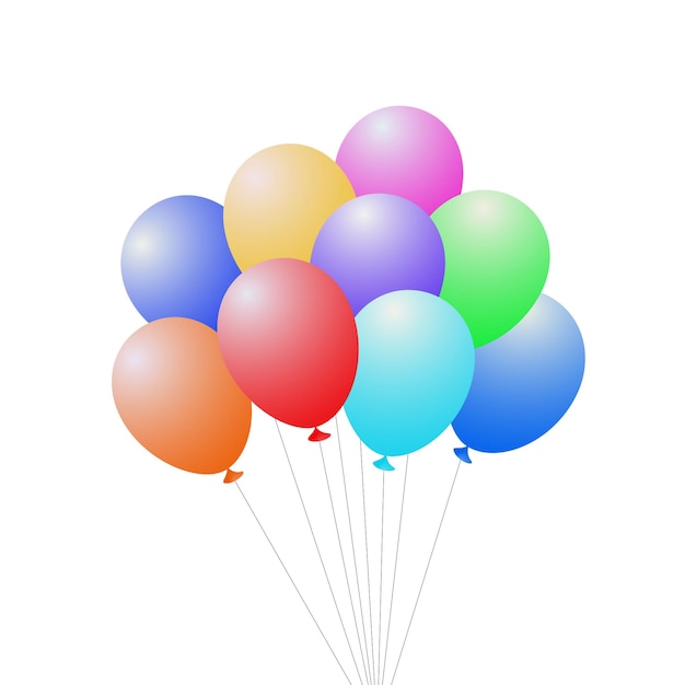 Colección de globos coloridos sobre un fondo blanco