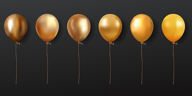 Una colección de globos dorados en 3D