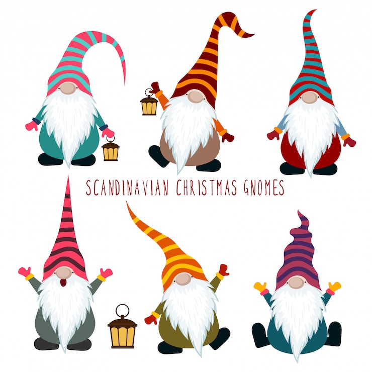 Vector colección de gnomos de navidad.
