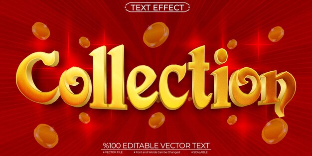 Colección Gold Shiny Money Efecto de texto vectorial editable y escalable