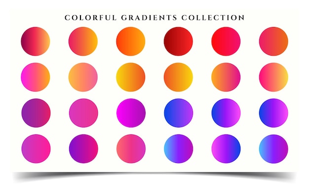 Colección de gradientes coloridos. Hermosa colección de degradados. círculos multicolores minimalistas