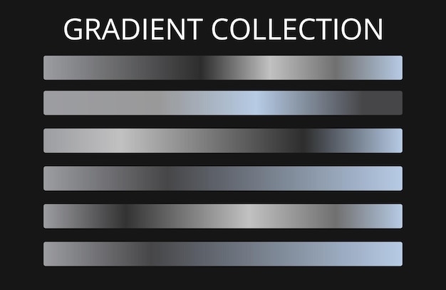 Colección de gradientes con tonos metálicos y grises