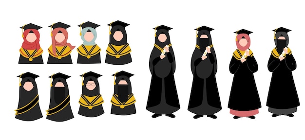Colección de graduación hijab musulmana para mujeres