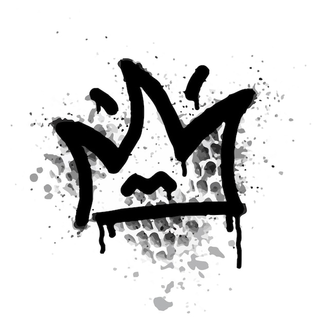 Vector colección de graffiti pintado con spray signo de corona en negro sobre blanco símbolo de goteo de corona aislado en ilustración de vector de fondo blanco