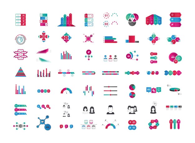 Colección de gráficos de esquemas de diagramas de banners de infografía