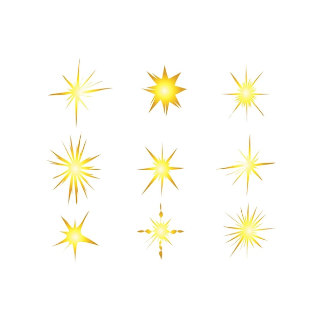 Colección gratuita de estrellas brillantes de oro vectorial