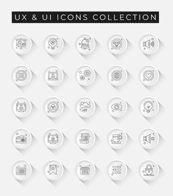 Colección gratuita de iconos creativos vectoriales ux y ui