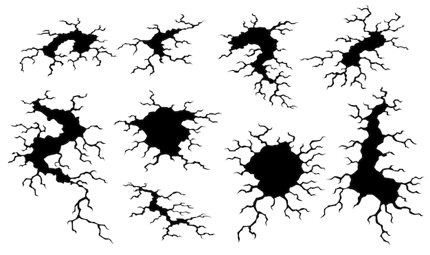 Vector colección de grietas después del terremoto