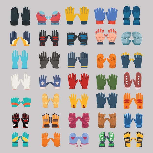 Vector colección de guantes