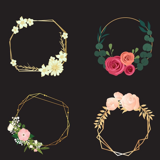 Colección de guirnaldas y flores navideñas dibujadas a mano