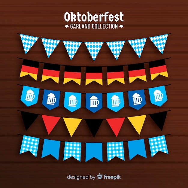 Colección de guirnaldas de oktoberfest de diseño plano