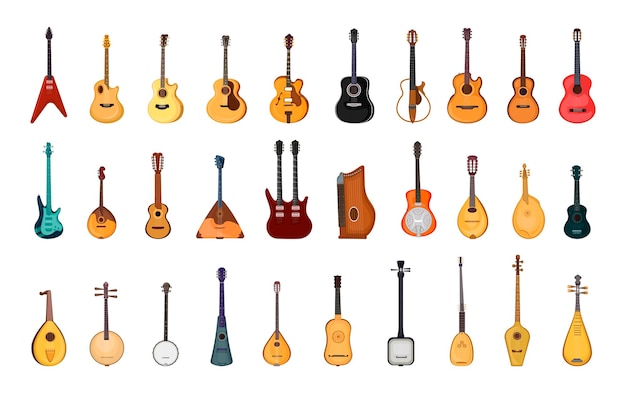 Colección de guitarras de diferentes tipos