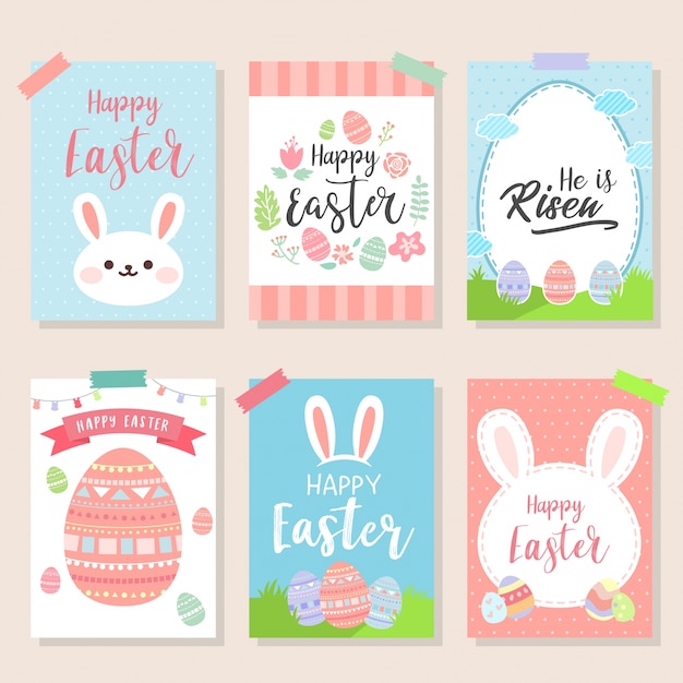 Vector colección happy easter greeting card