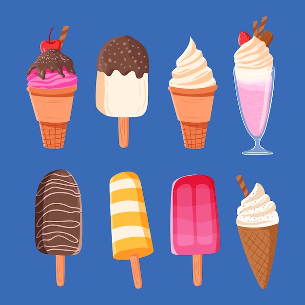 Vector colección de helados dibujados a mano