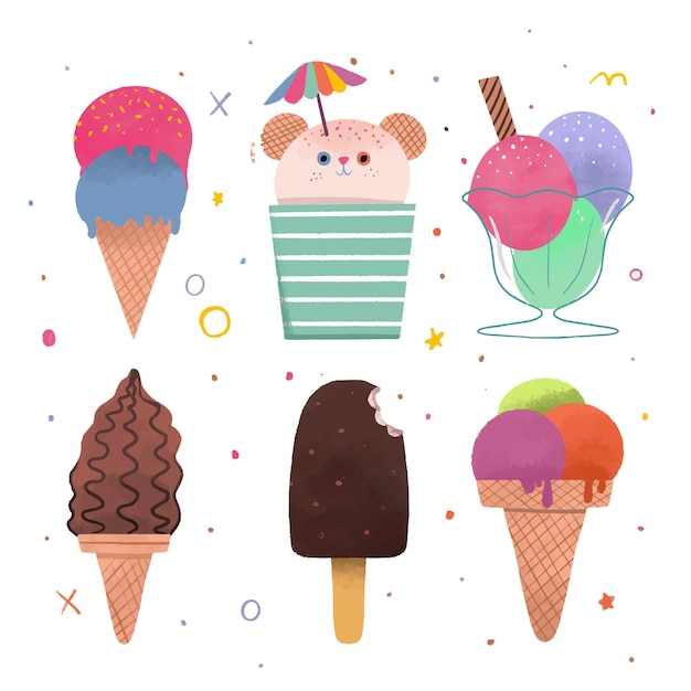 Vector colección de helados dibujados a mano