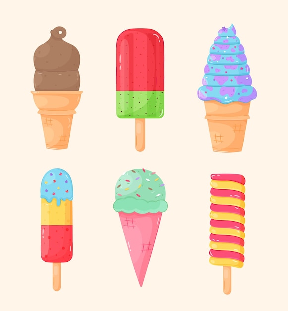 Vector colección de helados dibujados a mano