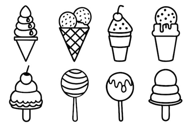una colección de helados y helados.