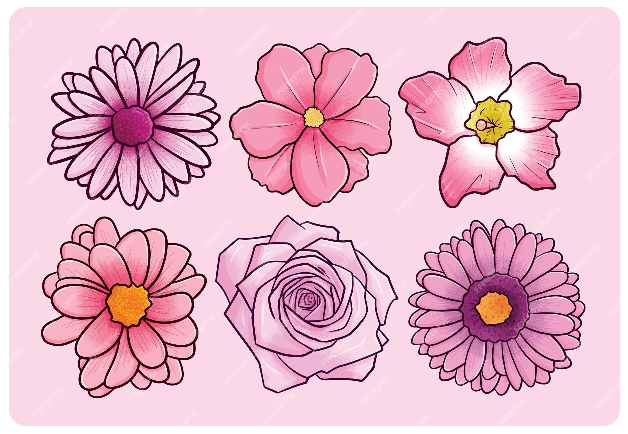 Vectores e ilustraciones de Flor rosa dibujo para descargar gratis | Freepik