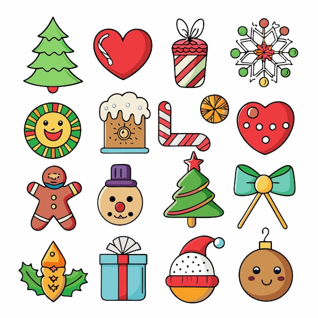 Colección de hermosos íconos de Navidad