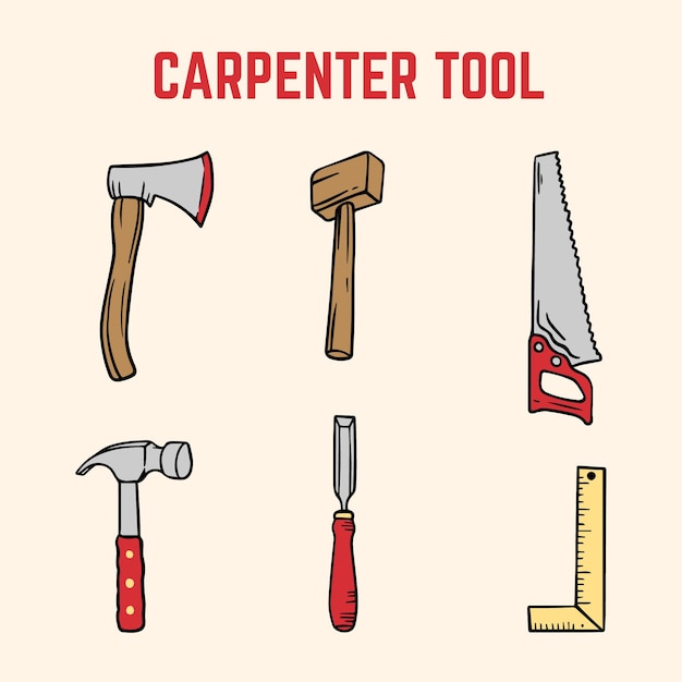 Vector colección de herramientas de carpintero