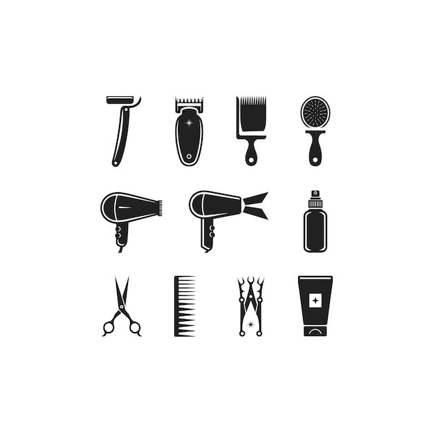 Colección de herramientas para peluquería y barbería