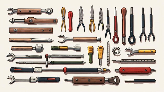 Vector una colección de herramientas que incluye una herramienta una imagen de una herramienta