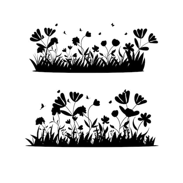 Colección de hierba floral vectorial