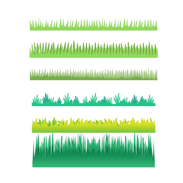 una colección de hierba verde y la palabra " primavera " en un fondo blanco