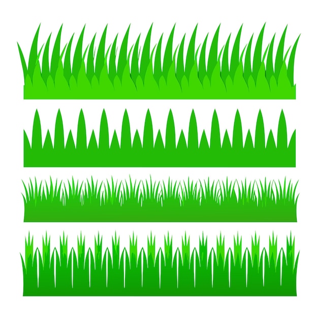 Colección de hierba verde sobre un fondo blanco