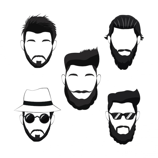 Colección hipster hombres barba pelo